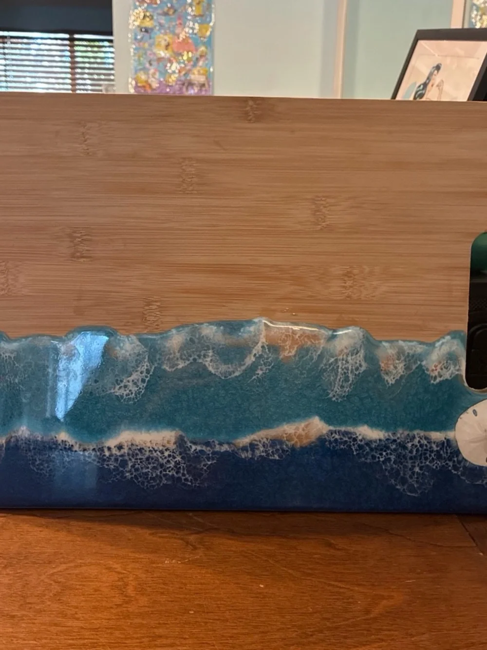 Handmade Ocean Resin Bamboo charcuterie cutting board